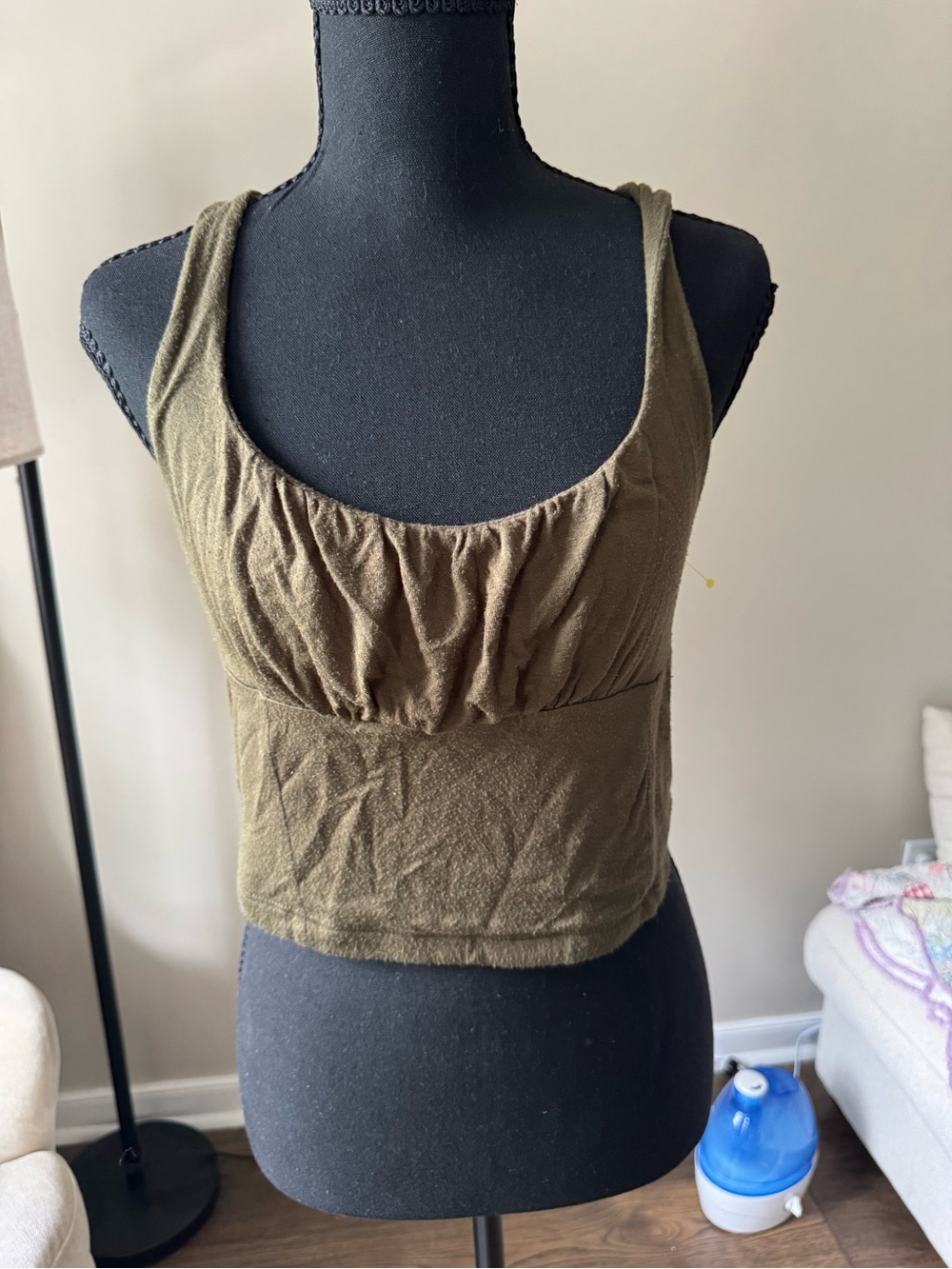 Altar'd State Olive Gathered Scoop Crop Tank